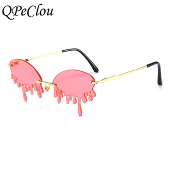 QPeClou 2020 Nye Rammeløse Unikke Crying Solbriller Kvinder Mode Sjove Solbriller Mænd Vise Nuancer For Kvindelige Oculos De Sol