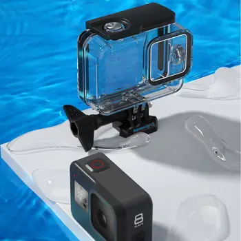 60m Undersøiske Vandtætte etui til GoPro Hero 8 Beskyttende skal Dække Boliger Sort Kamera Linse 60M Dykning Svømning Tilbehør