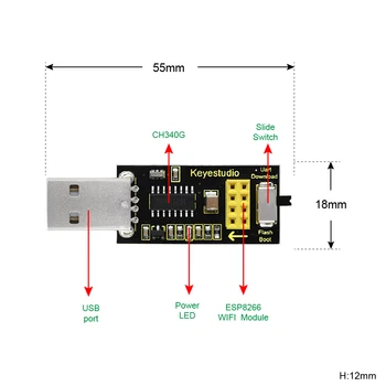 KEYESTUDIO USB-ESP-01S ESP8266 Programmør Modul Seriel Port Skjold Adapter til Arduino