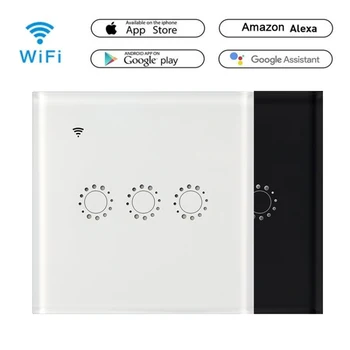 EU-Standard for Smart Switch Panel WiFi Smart Touch-knap 3 Bande væglampe Skifte App Fjernbetjening Arbejde Med Alexa, Google Startside