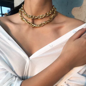 Youvanic Charme Lag Guld Stor Tyk Kæde Choker Halskæde Til Kvinder, Kvindelige Cubanske Link Chokers Mode Smykker Hals Krave 2700