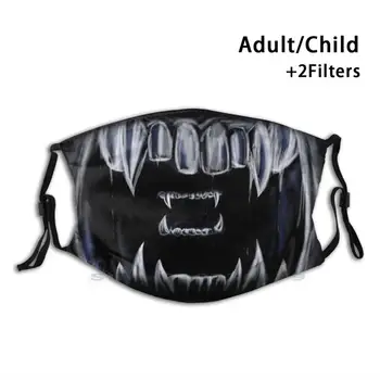 Maske - Xenomorph Munden Print Genanvendelige Pm2.5 Filter DIY Munden Maske Børn Cyle Ansigt Ansigtsværn Tænder, Hugtænder Monster Xeno Xenomorph