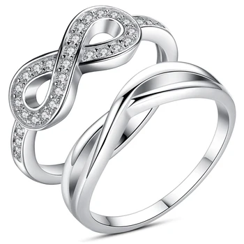 ELESHE Bryllup Engagement Cubic Zirconia Ring Sterling Sølv 925 Uendelig Kærlighed Finger Ringe til Kvinder Ægte Smykker Gave