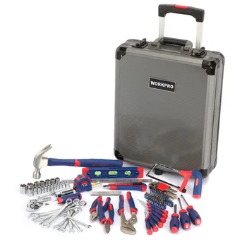 WORKPRO 111PCS Hjem Værktøj Trolley Sag Værktøj Sæt Aluminium Box Set Husstand Tool Kits Til Hjem Reparation