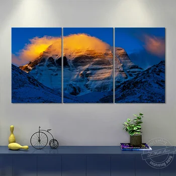 Urammet 3 Stykke Mount Kailash Væggen Billedet for at Stue Indretning Sunrise Landskab Lærred Maleri Religion Helligdom Gud Maleri