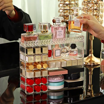 Overdimensionerede Klar Akryl Makeup Organizer Kosmetiske Opbevaring Skygge Læift Holder Pulver Makeup Organizer Smykker Kosmetiske Box