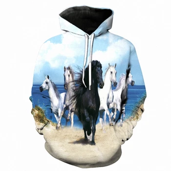 Nye Ankomst 3D Sweatshirt Trøjer Mænd Hest Farverige 3D-Print, Lange Ærmer Mode Afslappet Hoodie Hip Hop Streetwear Pullover