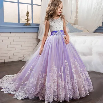 Lyst til Børn Kjoler For Piger 3-14 År Børn Brudekjole med Blonder blomst pige catwalk Prom Prinsesse kjole Børns kjoler