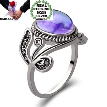 OMHXZJ Engros Europæiske Mode Kvinde Mand Bryllup Part Gave Sølv Lilla Ametyst Taiyin Ring RR309