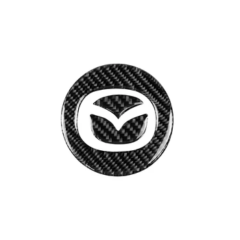 Bilen Carbon Fiber Rattet Frame Cover Trim Logo Logo Klistermærke Lister Til Mazda CX-5 CX5 2017 2018 Ny