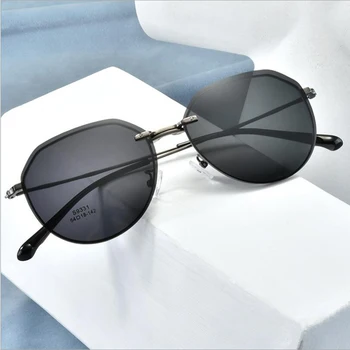 Retro Titanium Legering Kvinder Magnetisk Clips Polariserede Solbriller ,Unisex Nærsynethed brillestel, Metal Recept TAC Briller