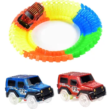 Glødende Banen Bøje fleksible spor Flash lyser i Mørke toy Forsamling Bil Toy sæt Glød Racing Track biler legetøj for børn