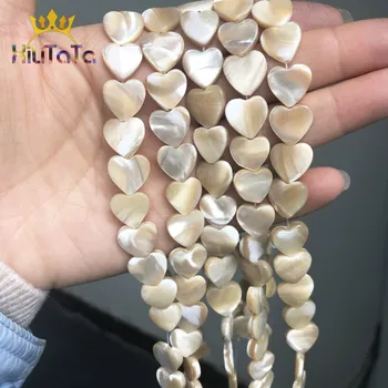 Naturlige Shell Pearl Perler Hjerte Form Beige Loose Spacer Perler Til Smykker at Gøre DIY Charms Armbånd Tilbehør 15