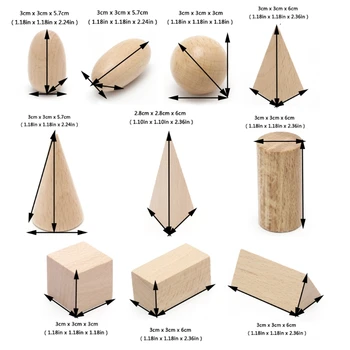 Træ-Geometriske Legemer 3-D Figurer Montessori Læring Ressourcer til Skole-Hjem