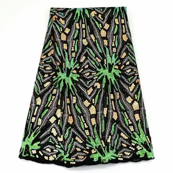 Høj kvalitet Afrikanske Eugene pailletter lace fabrics grønne dobbelt-lag Eugene garn franske blonder stoffer kvinders kjoler, engros