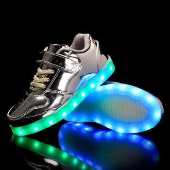 Størrelsen 25-37 Børn Led lyser Sneakers Lysende Sneakers til Drenge, Piger Hook og Loop Glødende Sko Børn Casual Sko med Lys