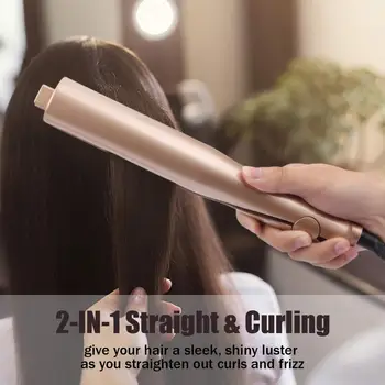 2-i-1 Gold Titanium Flad Jern Twist Hair Curling & Fladjern Styling Jern 1 Inch Opretning & Krøller Hår Pleje Værktøj