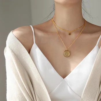 Ms salget dobbelt solsikke halskæde lys personlighed af fransk luksus kravebenet chain sweater kæde