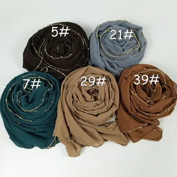 M23 20pcs Høj kvalitet guld kæde stor størrelse chiffon tørklæde hijab kvinder sjal dame wrap hovedbøjle 180*85cm 20pcs/masse