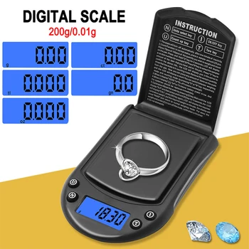 200g x 0,01 g Mini Præcision Digital Vægte til Guld Bijoux Sterling Sølv Skala Smykker 0.01 Vægt Elektroniske Vægte
