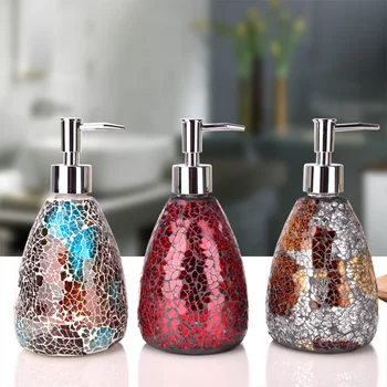 Mosaik Lotion Dispenser Glas Sæbe Flydende Flaske Vask Sanitizer Badeværelse Dekoration Washingroom Forsyninger