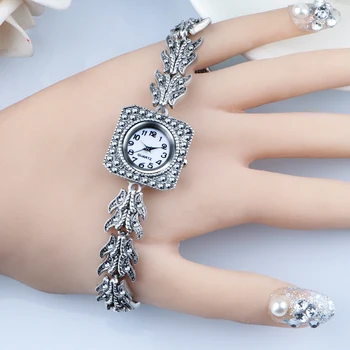 QINGXIYA 2020 Nye Damer Armbåndsure Dress Watch Kvinder Krystal Diamant Quartz Ure, Antik Sølv Ur til Kvinder Montre Femme