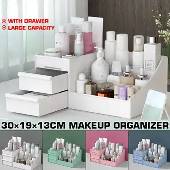 30x19x13cm Kosmetiske opbevaringsboks Makeup Skuffe Organizer Desktop Opbevaring Vise Indehaveren Stor Kapacitet Læift Makeup Container