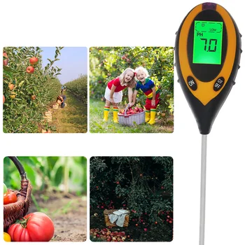 Digital 4-I-1 Jord PH-Meter Jord Temperatur, Sol Fugt PH-Meter tester for at Have Planter Blomster LCD-Skærmen 40%off