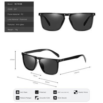 KEITHION Mærke Polariserede solbriller Mænd UV400 Klassiske Mandlige Firkantede Briller Kørsel, Rejser, Briller Gafas Oculos