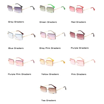 SÅ&EI Fashion Lille Rektangel Uindfattede Solbriller Kvinder Vintage Klart, Farverige Gradient Linse Brille Mænd Nuancer UV400 Sol Briller