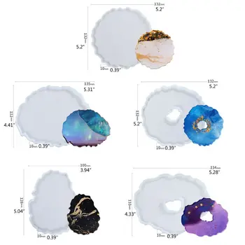 11Pcs Uregelmæssige Runde Bølge Form Silikone Geode Coaster Harpiks Forme til DIY Gør Harpiks Coaster Forme Kunst Håndværk Værktøjer