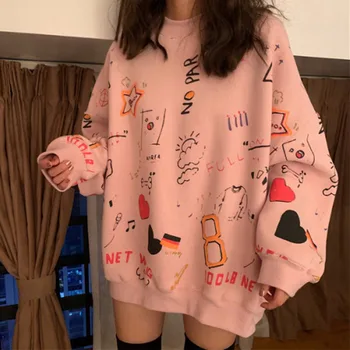 2020 Antumn Kvinders Tøj og Hættetrøjer Teenager Harajuku Street Hip Hop Pastel Sweatshirt til Kvinder Udskrivning Løs Fritids-Hættetrøje