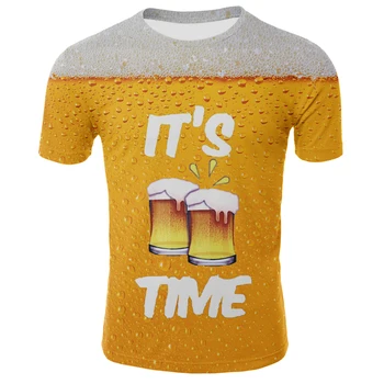 Mænd-Trendy Mode 3D Clink Beer T-shirt Kort Ærme-Vortex Street Boy T-shirt