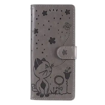 Magnetisk Stødsikkert etui Til Sony Xperia 5 II 3D Kat Præget Card Slot Wallet Cover til Xperia 5 II Stå Flip Phone Coques