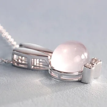 Mode Kanin Kvinder sølvfarvet Vedhæng KVARTS Sten Pige Pink Krystal charme koreansk Stil, smykker