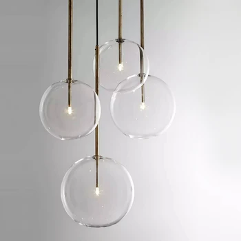 Nordisk enkel, gennemsigtig glas boble design med et enkelt hoved-pendel moderne G4 guld hardware restaurant indretning, DIY LED lys