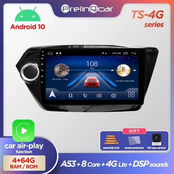 Prelingcar Android 10.0 INGEN DVD 2 Din Bil Radio Mms Video-Afspiller, GPS Navigation For KIA RIO 3 2011 2012 2013 DSP