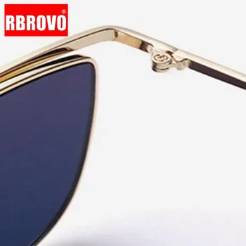 RBROVO Nye Ankomst 2021 Metal Luksus Solbriller Kvinder Vintage Cateye Briller Spejl Retro Oculos De Sol Feminino UV400