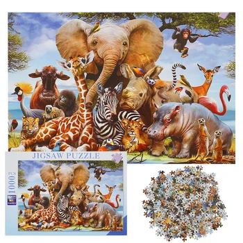 1000 Stykker Puslespil Til Voksne Børn Papir Kvalitet Montering Elefant Dyrenes Verden Puzzle Spil Toy Julegave