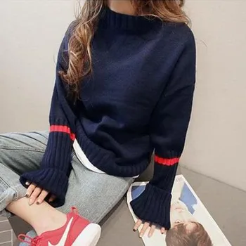 Fall Vinter Damer Fritid Varm Tykke Trøjer Med Lange Ærmer Casual Pullover Oversize Trøjer Kvindelige Mode Koreansk Stil Sweater