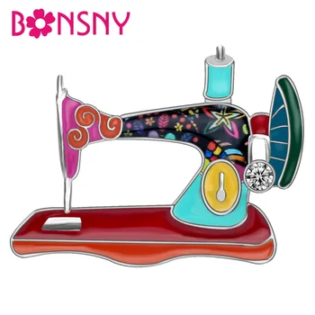 Bonsny Emalje Legering Rhinestone Symaskine Brocher Pin-Smykker Til Kvinder, Piger Vintage Tøj Tørklæde Dekorationer Gave Bijoux