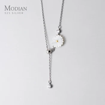 Modian Nye 925 Sterling Sølv og Strålende CZ Hvid Krystal Blomstrende Blomst Lys Perler, Vedhæng passer til Kvinder Kæde Fine Smykker