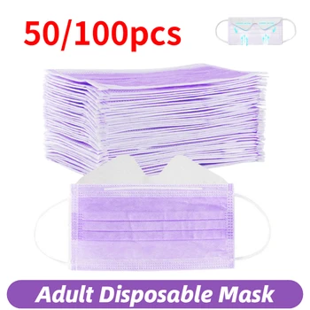 50/m.100 stk Lilla Disponibel Mask 3 Lags Non Woven støvtæt Munden Maske Åndbar Ørekrog Beskyttende Ansigtsmaske Masque Beskyttelse