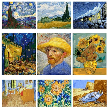 DIY-Maleri Af Numre, Vincent Van Gogh Lærred Olie maling Maling Af Antal Kit Art Billede med Hjem Stue Dekoration
