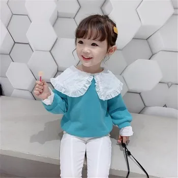 2 3 4 5 6 År Buksetrold Piger Hættetrøjer Foråret Koreansk Mode Stor Revers Toppe Til Pige Børn Pullover Baby Børn Sweatshirt Ny