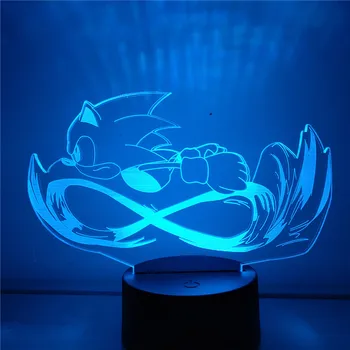 Anime Tal Sonic The Hedgehog 3D LED Skiftende Lampara Visuelle Nyhed Handling Figur Sonic Xmas Gave Fjernbetjening Legetøj Dukke
