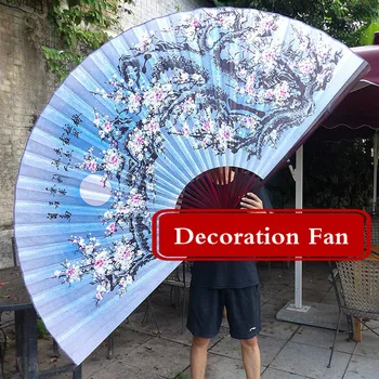 Kinesiske Overdimensionerede Dekoration Folde Fan Klassisk Vægbeslag Silke Efterligning Folde Fan Stue Dekorative Møbler