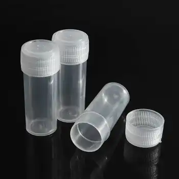 200pcs 5ml Plast Reagensglas Hætteglas Prøve Container Pulver Håndværk skruelåg Flasker til Kontor Skole Kemi Forsyninger