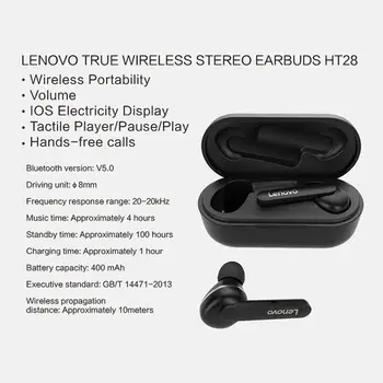 Nye Originale Lenovo HT28 TWS 5.0 Ægte Trådløs Bluetooth-Hovedtelefon Dyb Bas, Stereo Øretelefoner Touch Control Auto Forbinde Headsettet
