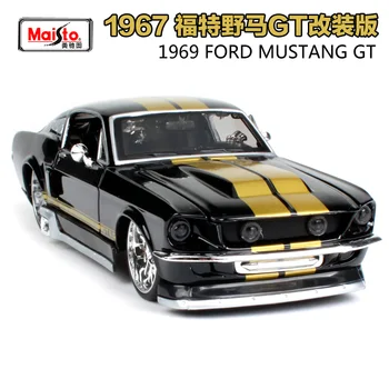 Maisto 1:24 1967 Ford Mustang GT Grå gul Muscle Car Diecast Model Bil Toy Ny I Æske Gratis Fragt
